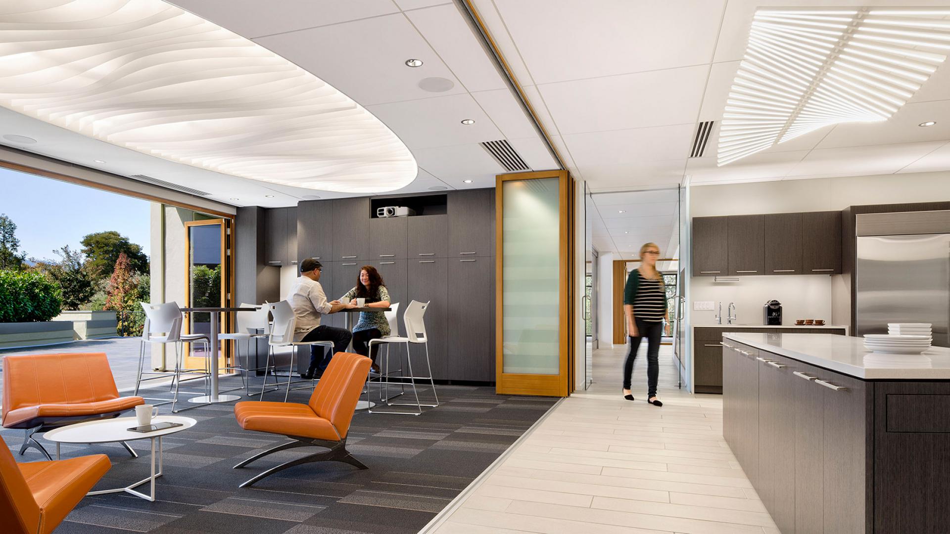 The café, now the heart of the first floor